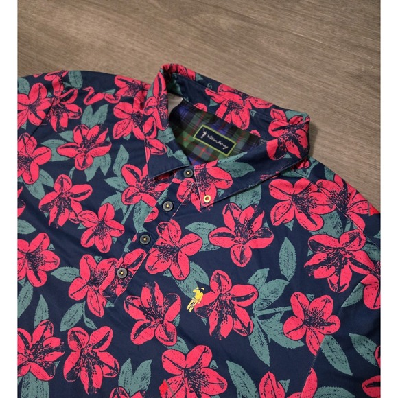 William Murray Shirt Mens Floral Geometric All Over Print Golf Polo XL Preppy - Picture 3 of 9